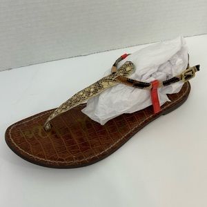 SAM EDELMAN Gigi Leather Leopard Sneak Skin Strap Sandals Size 7.